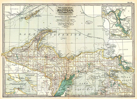 Historic Map : 1902 Michigan - Northern Part : Vintage Wall Art