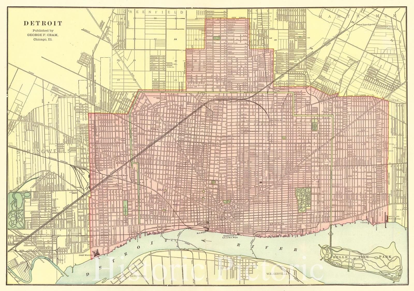 Historic Map : 1906 Detroit : Vintage Wall Art