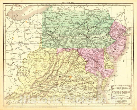 Historic Map : 1855 Eastern Division of the United States  : Vintage Wall Art