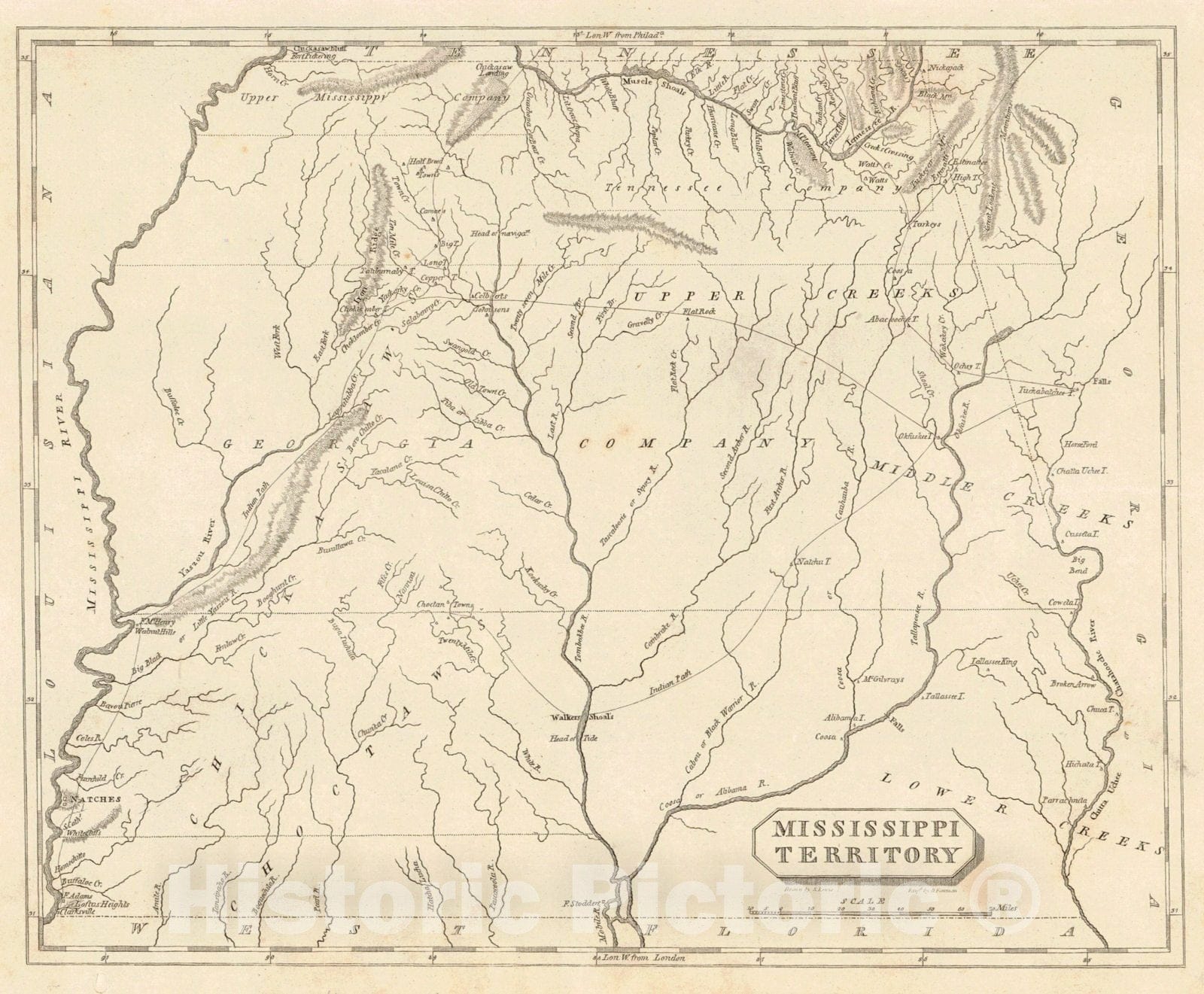 Historic Map : 1812 Mississippi Territory : Vintage Wall Art