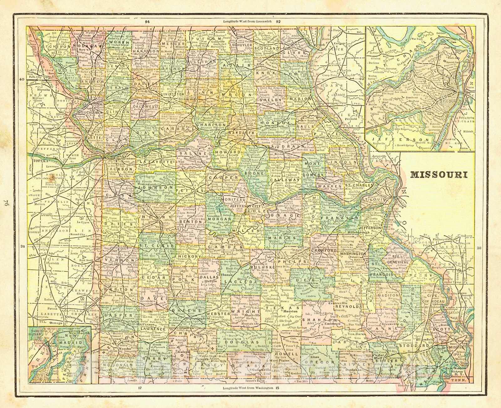 Historic Map : 1893 Missouri : Vintage Wall Art