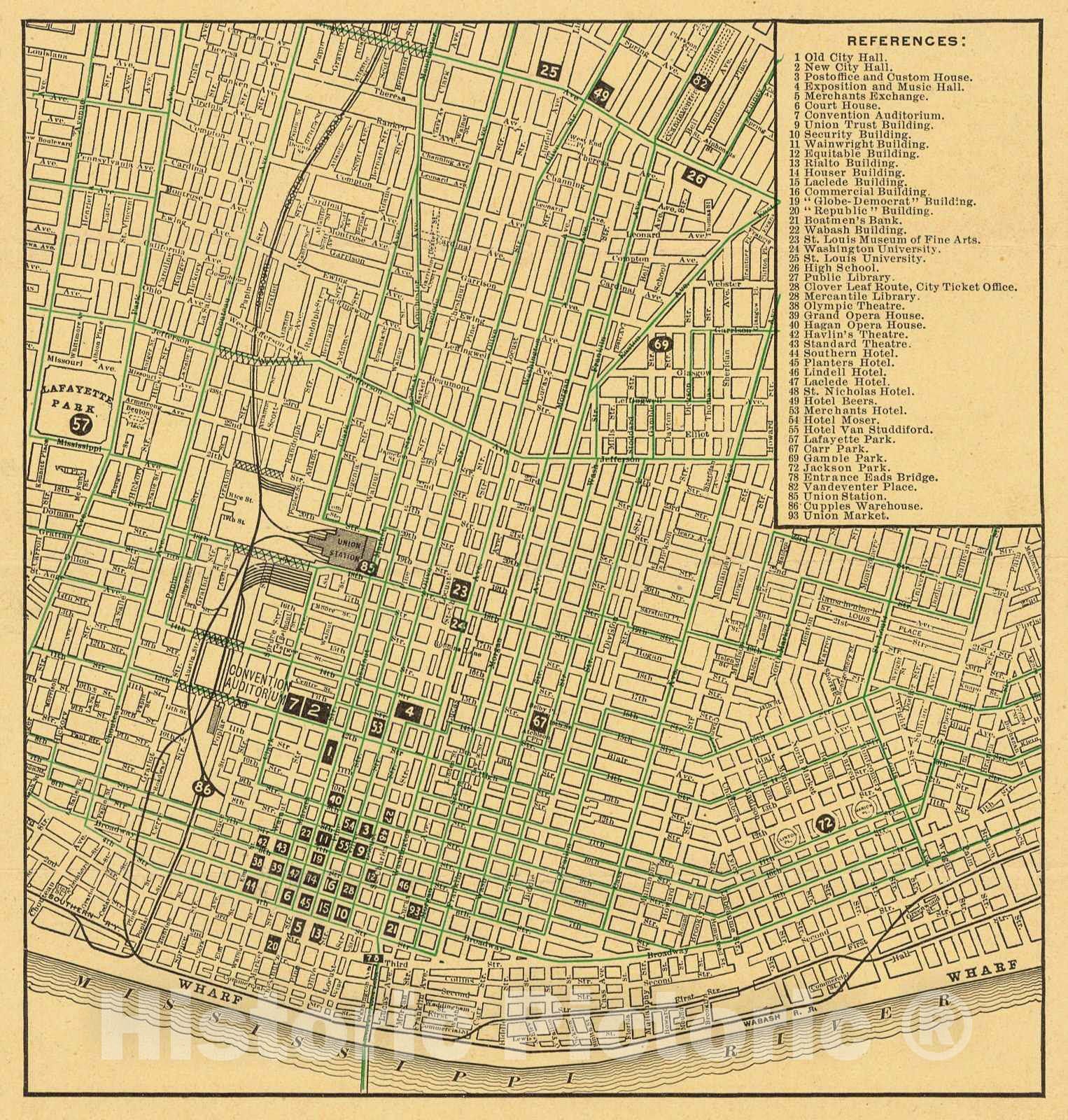 Historic Map : 1896 St. Louis : Vintage Wall Art