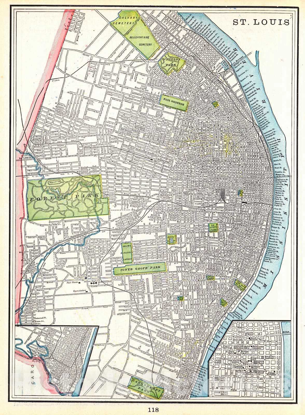 Historic Map :  St. Louis, Missouri, 1898 : Vintage Wall Art