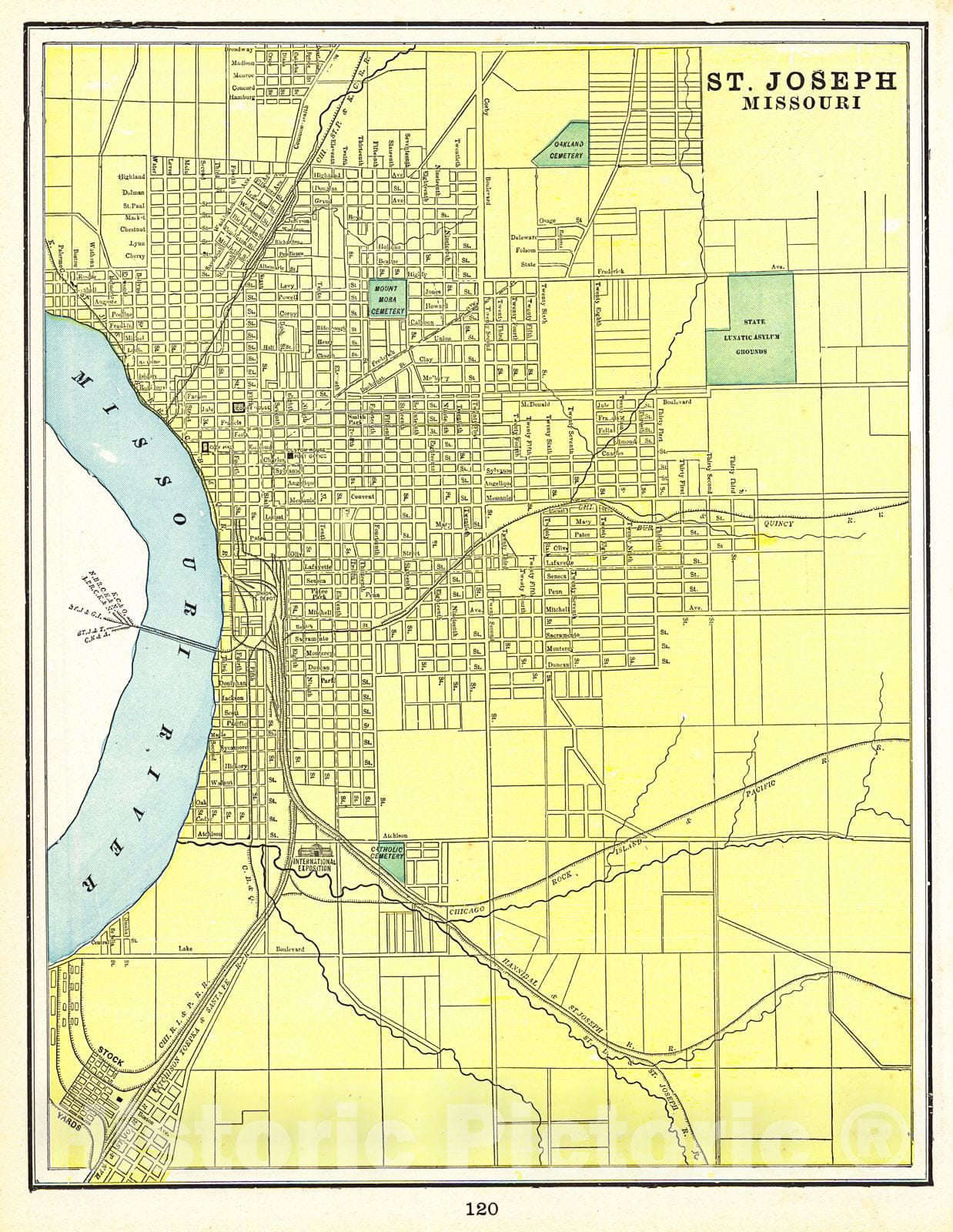 Historic Map :  St. Joseph, Missouri, 1898 : Vintage Wall Art