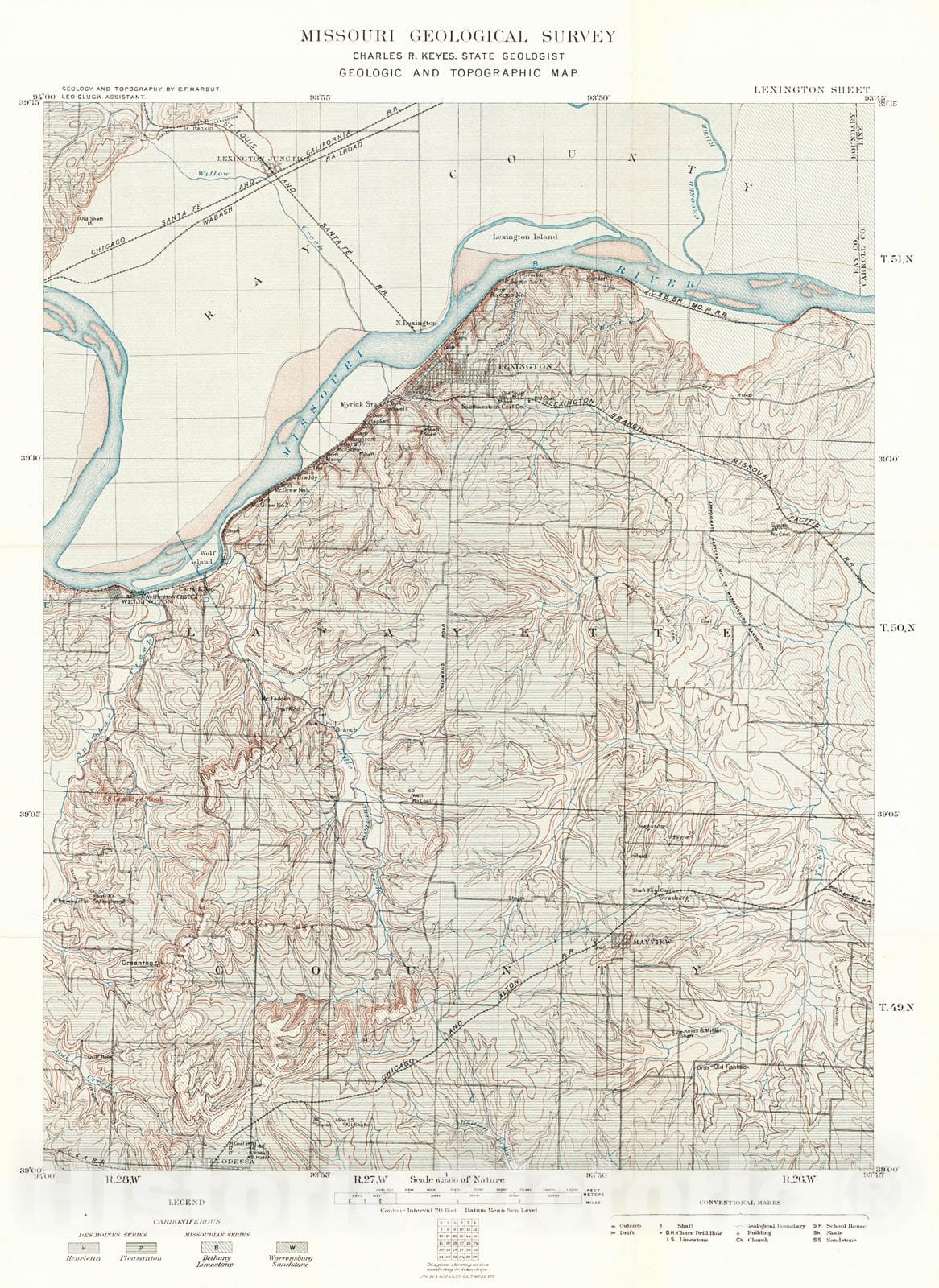 Historic Map : 1898 Geologic and Topographic Map - Lexington Sheet : Vintage Wall Art