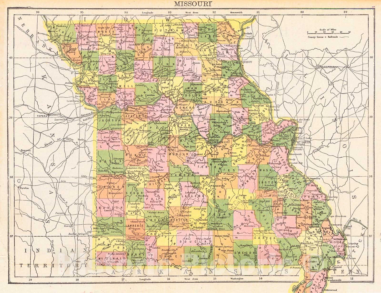 Historic Map : 1900 Missouri : Vintage Wall Art