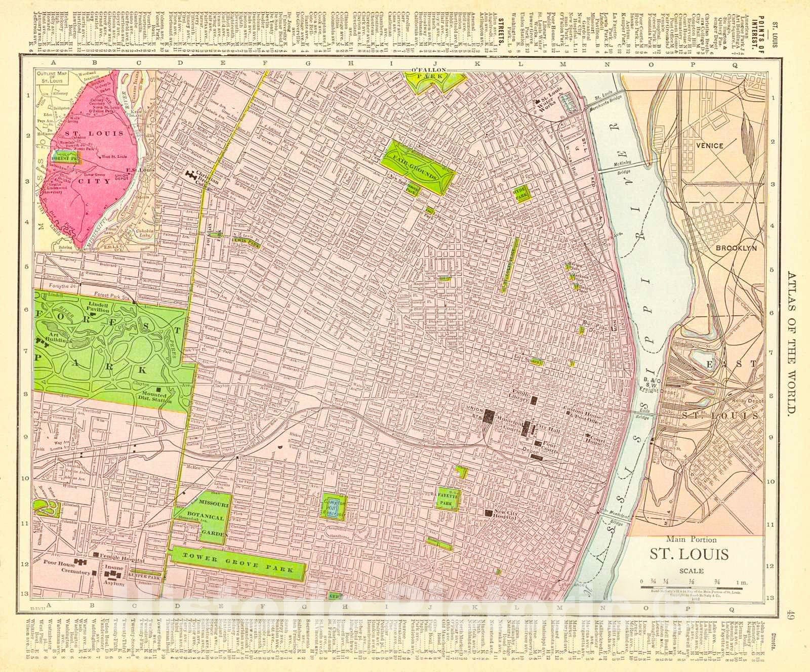 Historic Map : 1912 St. Louis : Vintage Wall Art