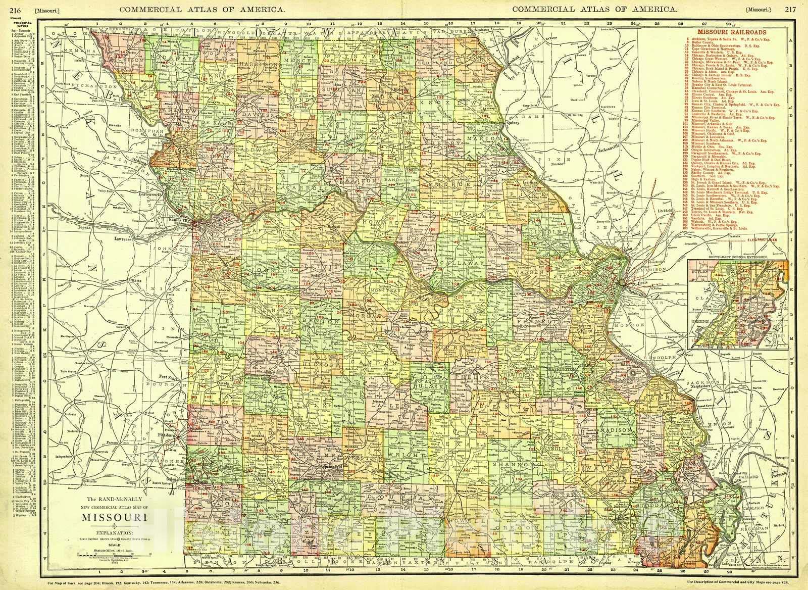 Historic Map : 1914 Missouri : Vintage Wall Art