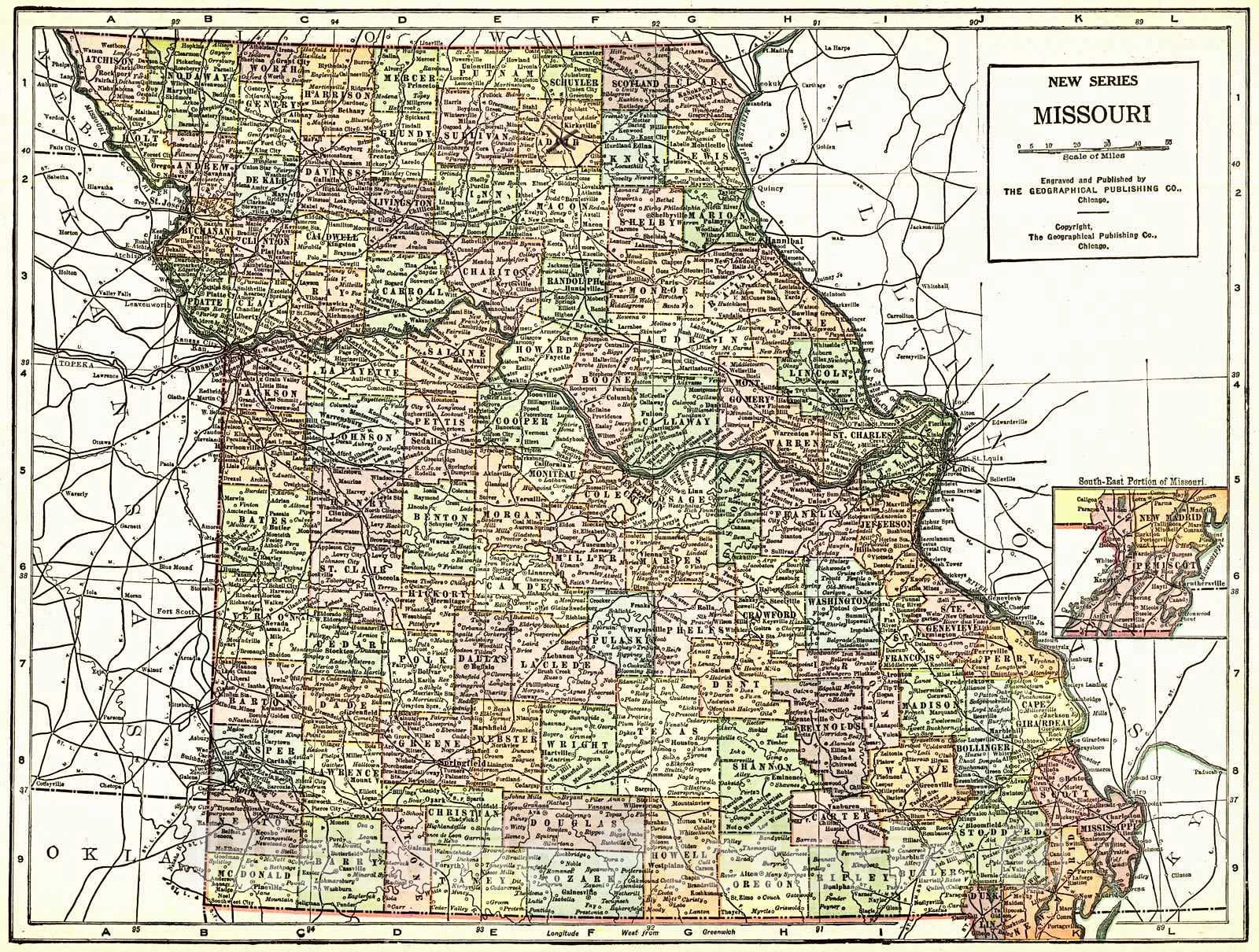 Historic Map : 1922 Missouri : Vintage Wall Art