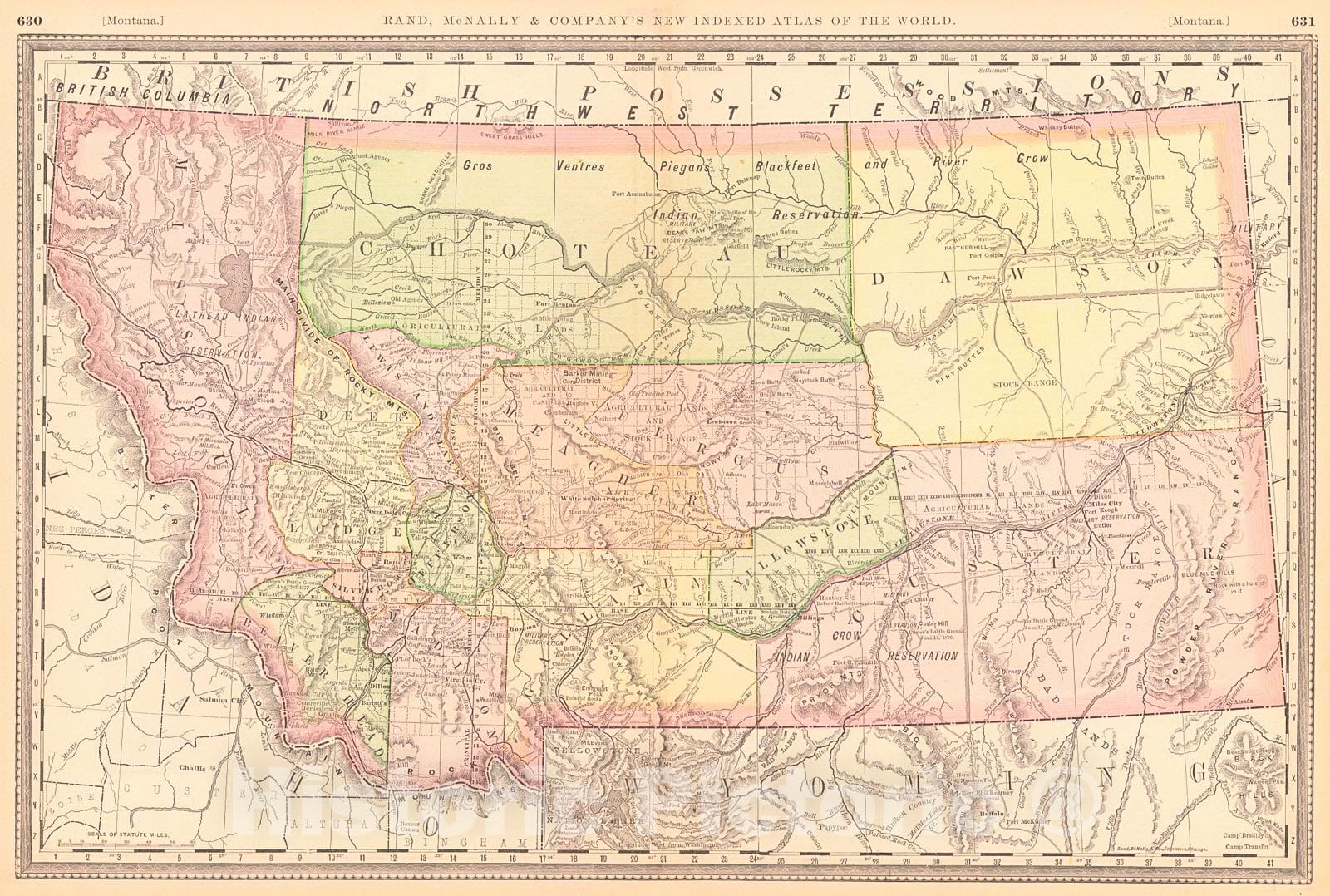 Historic Map : 1883 Montana : Vintage Wall Art