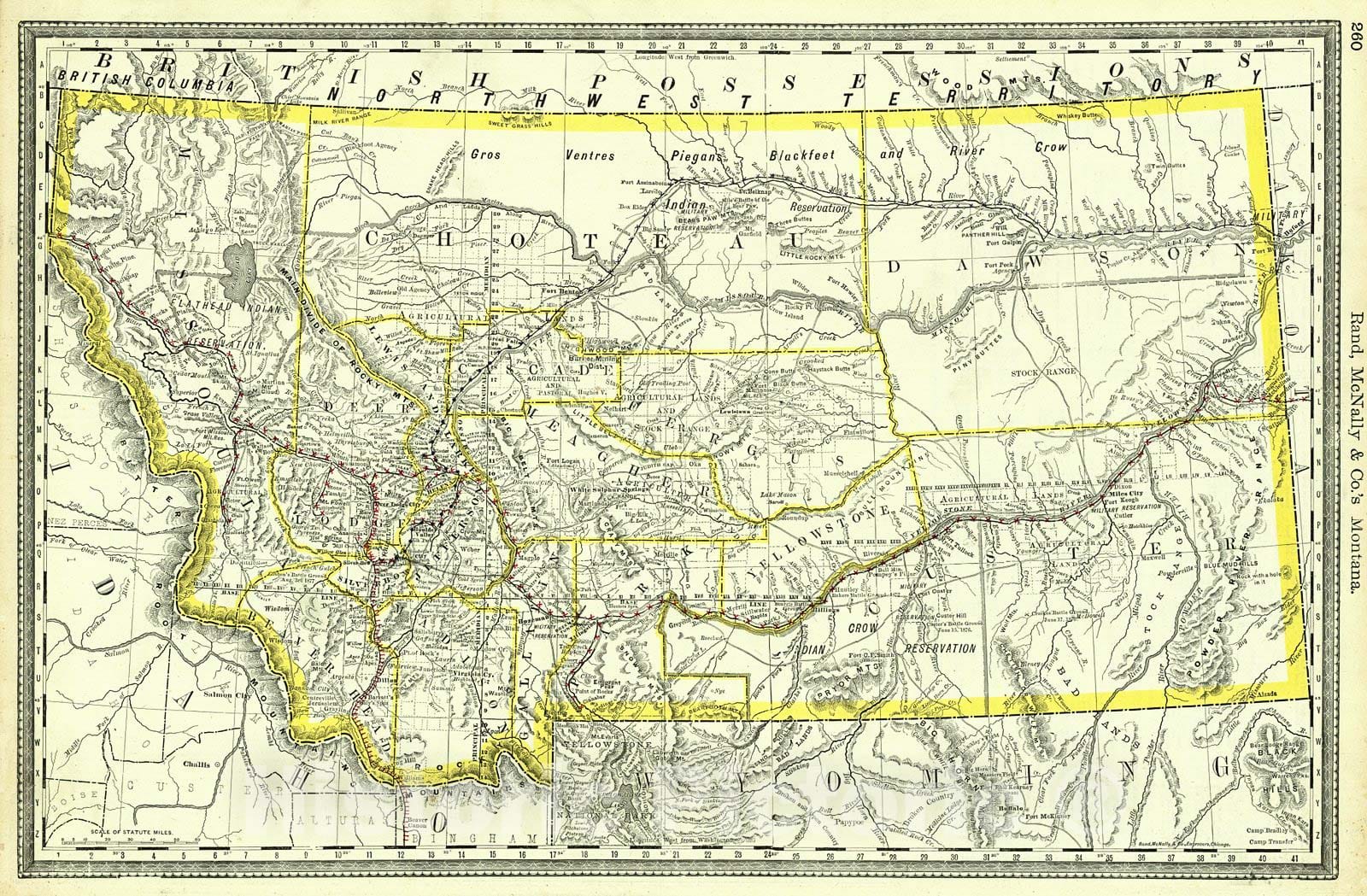 Historic Map : 1889 Montana : Vintage Wall Art