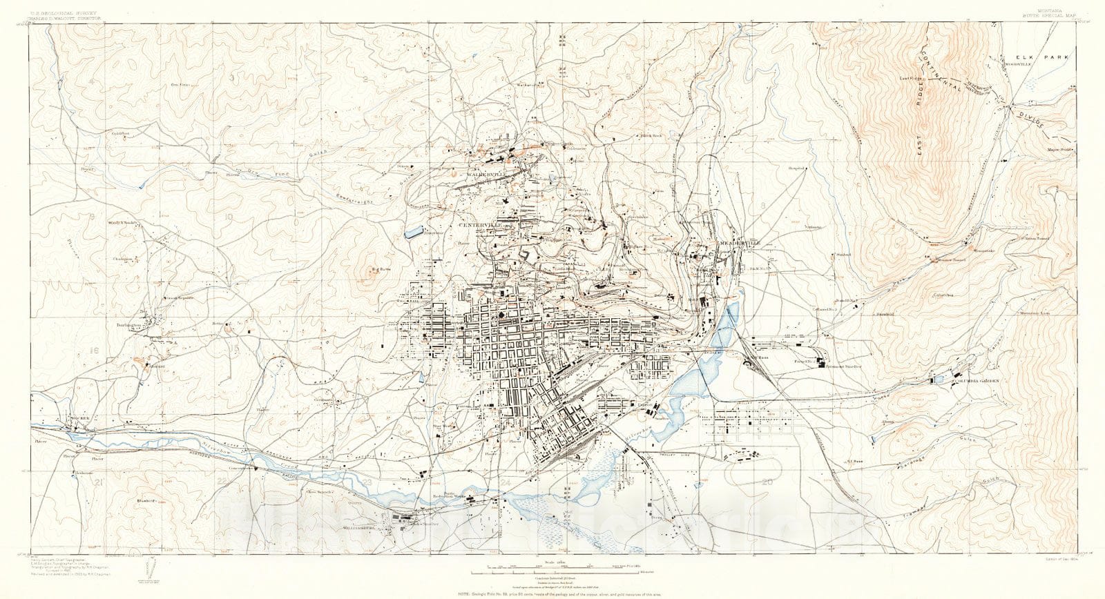 Historic Map : 1904 Butte Special Map, Montana : Vintage Wall Art