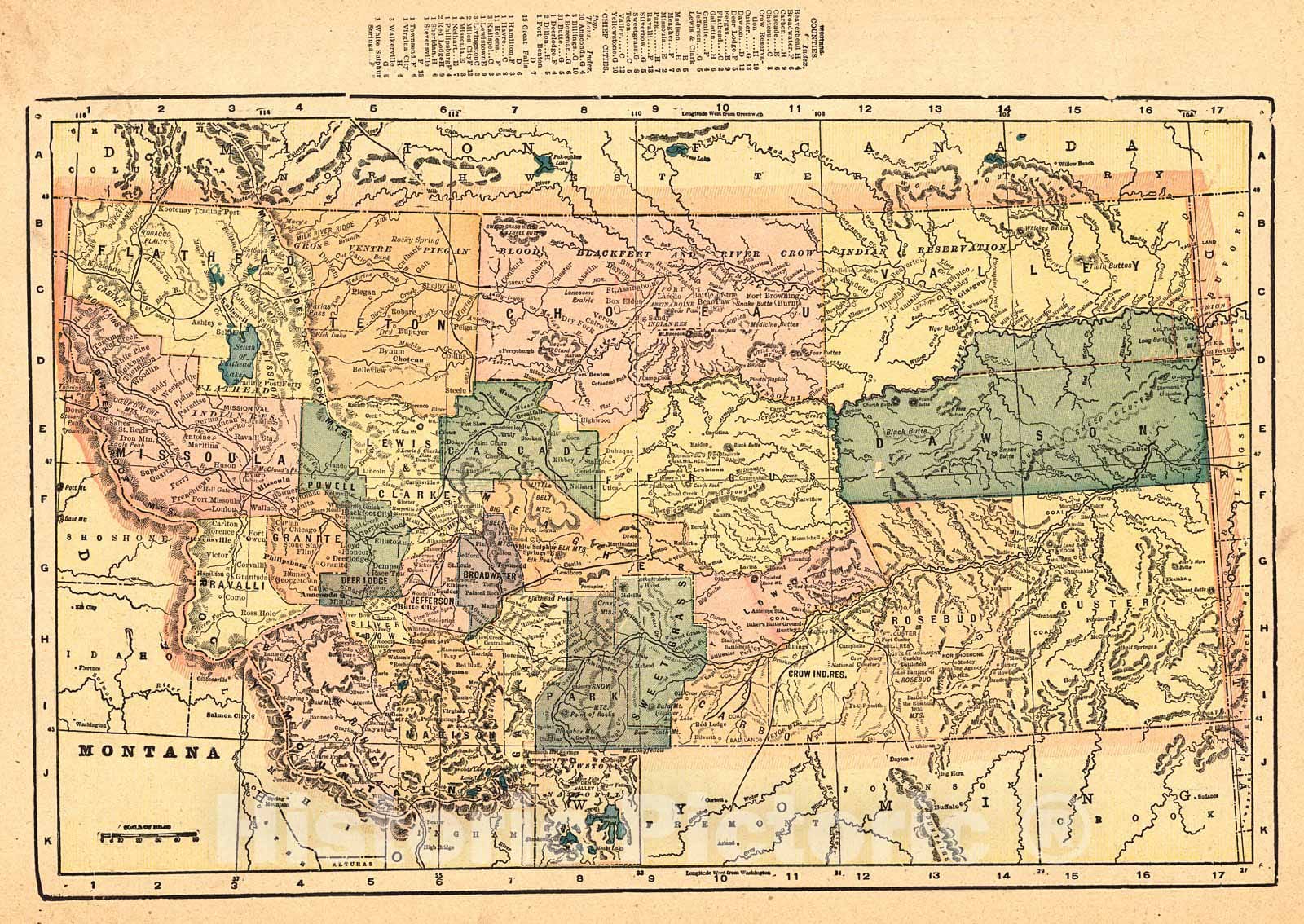 Historic Map : 1904 Montana : Vintage Wall Art
