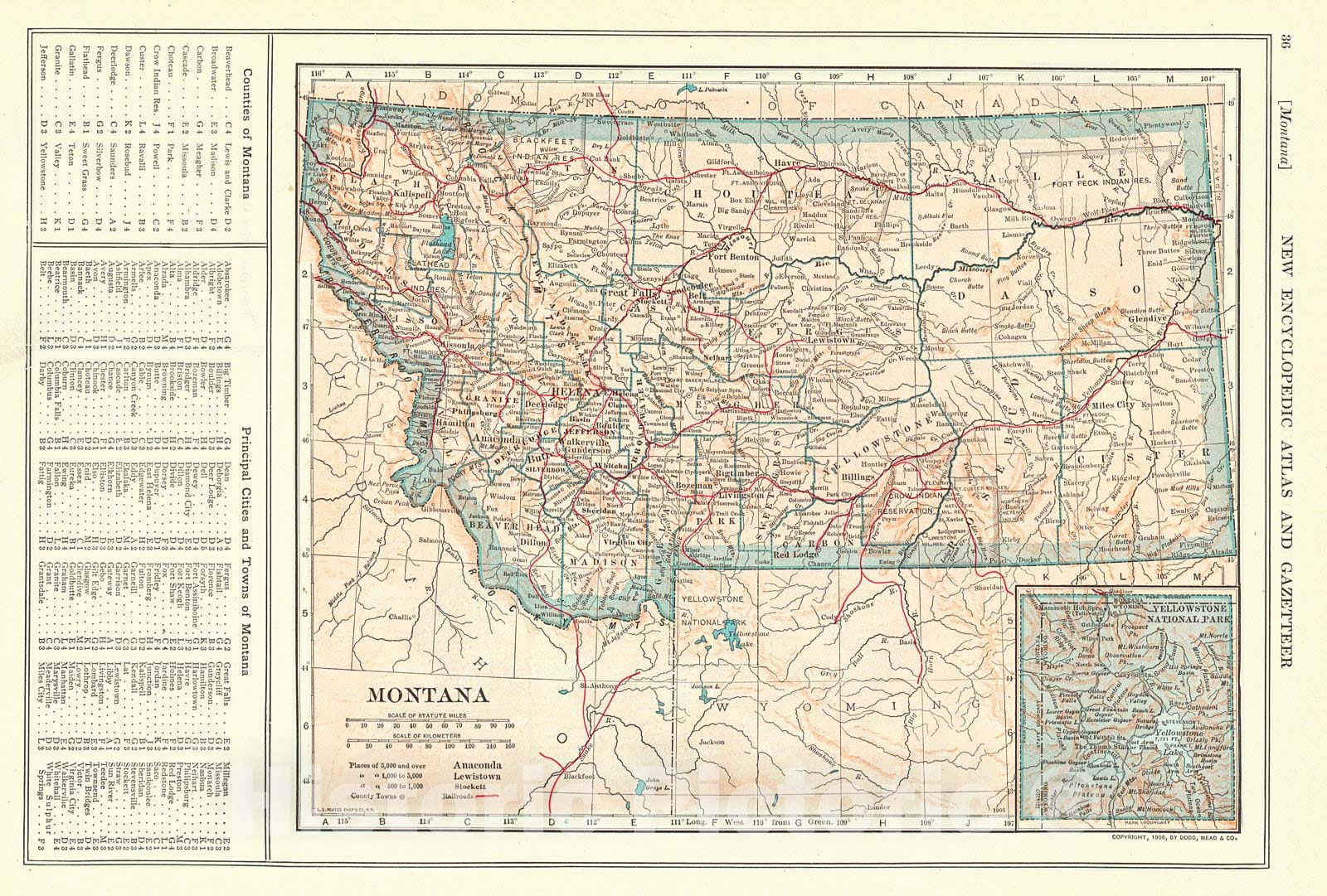 Historic Map : 1907 Montana : Vintage Wall Art