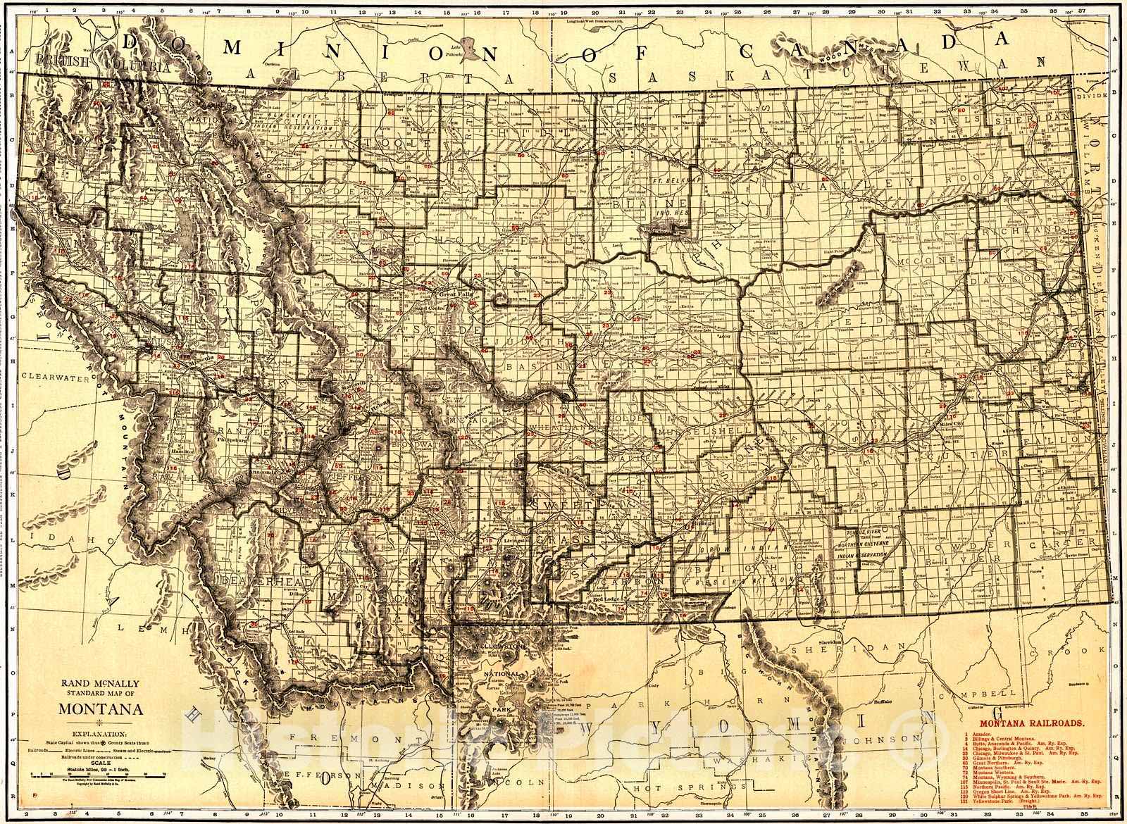 Historic Map : 1921 Montana : Vintage Wall Art
