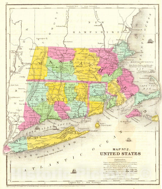 Historic Map : 1847 Map No. 2 United States : Vintage Wall Art