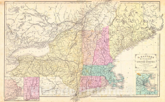 Historic Map : 1857 N. Eastern Division of the United States : Vintage Wall Art