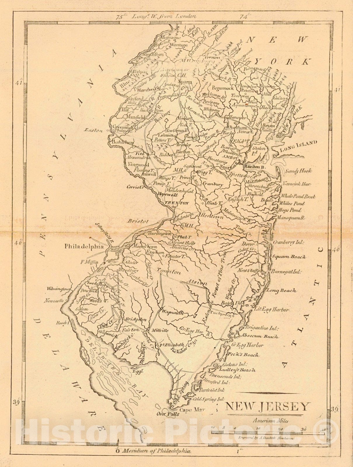 Historic Map : 1810 New Jersey : Vintage Wall Art