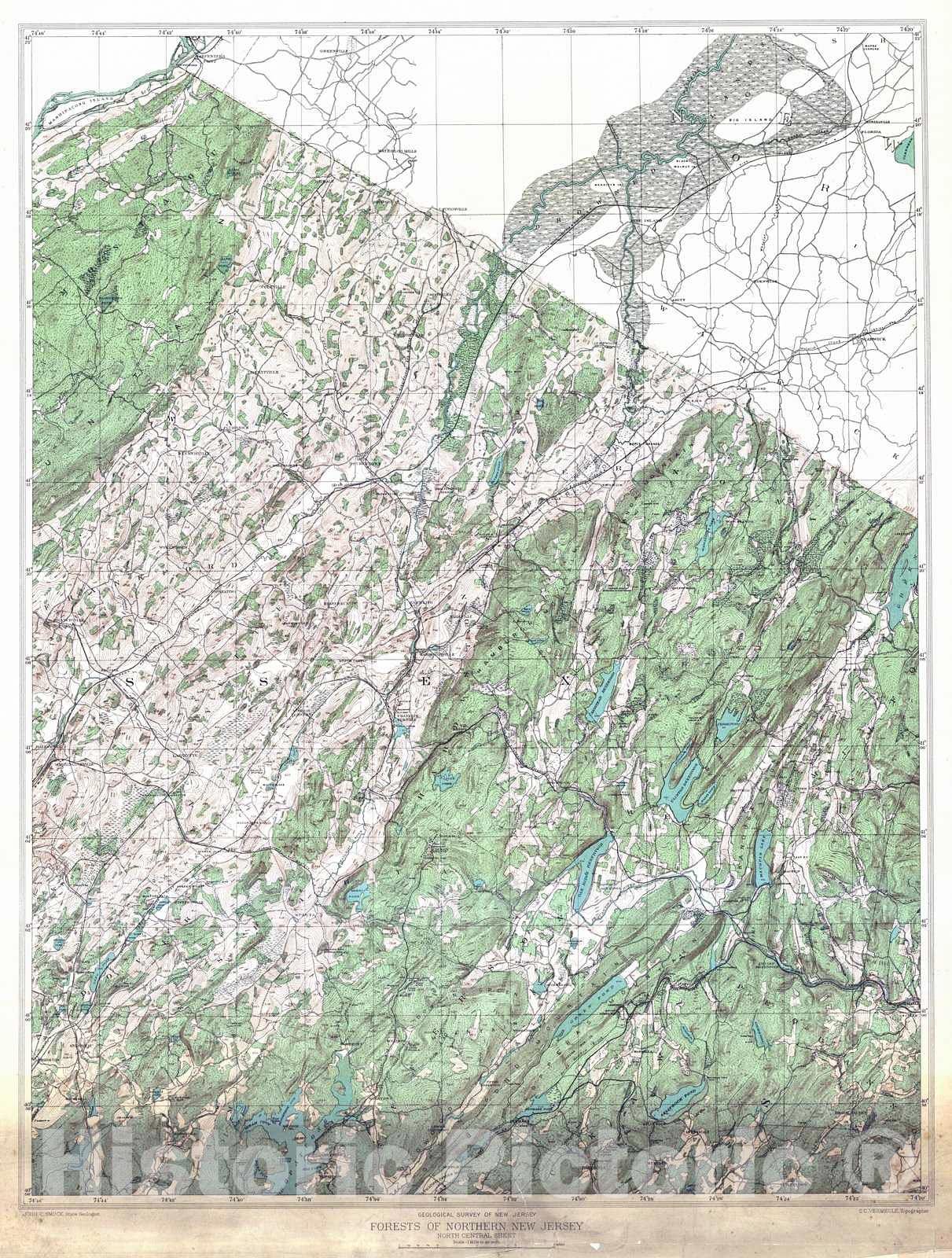 Historic Map : 1900 Forests of Northern New Jersey - North Central Sheet : Vintage Wall Art