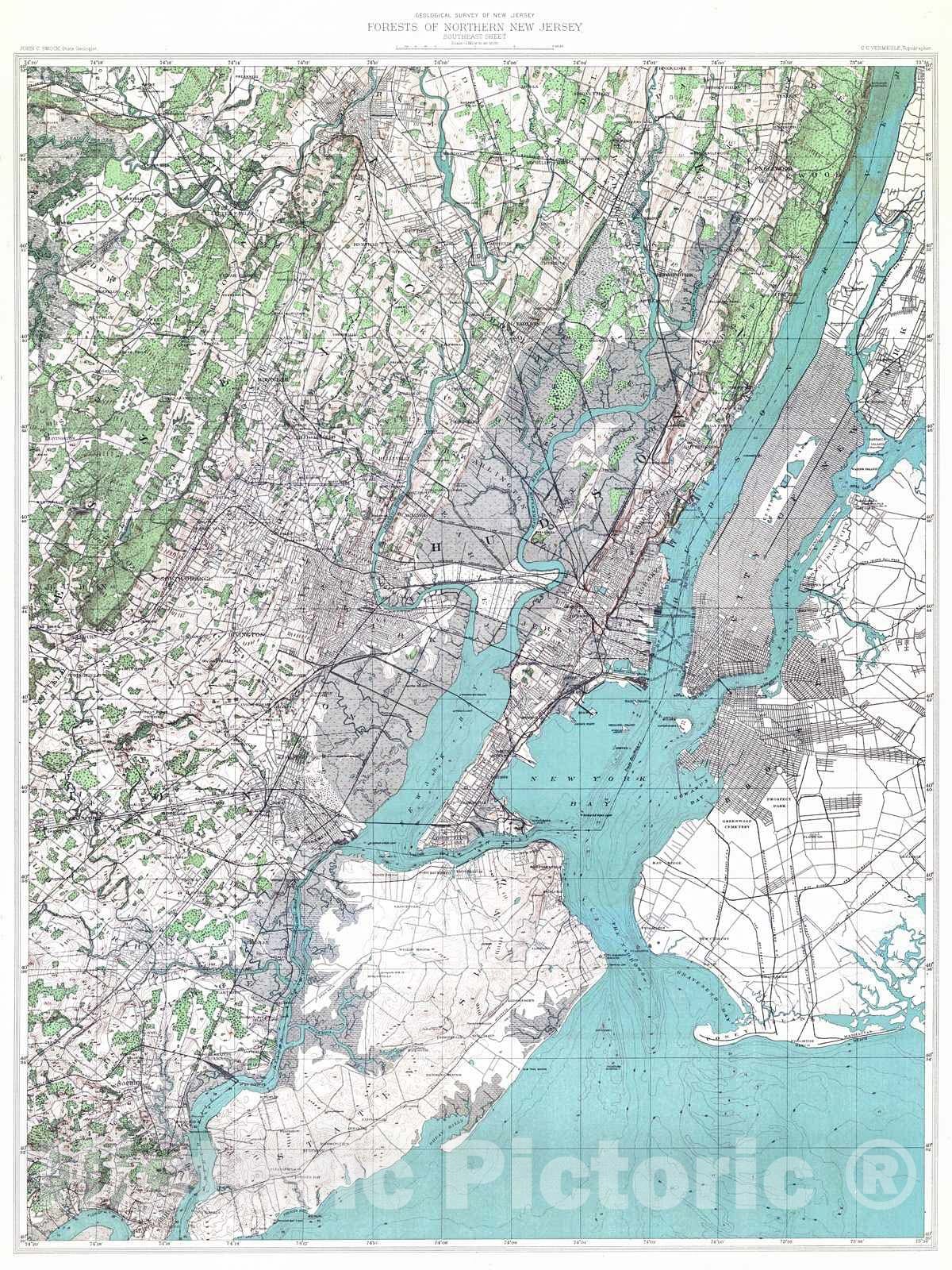 Historic Map : 1900 Forests of Northern New Jersey - Southeast Sheet : Vintage Wall Art