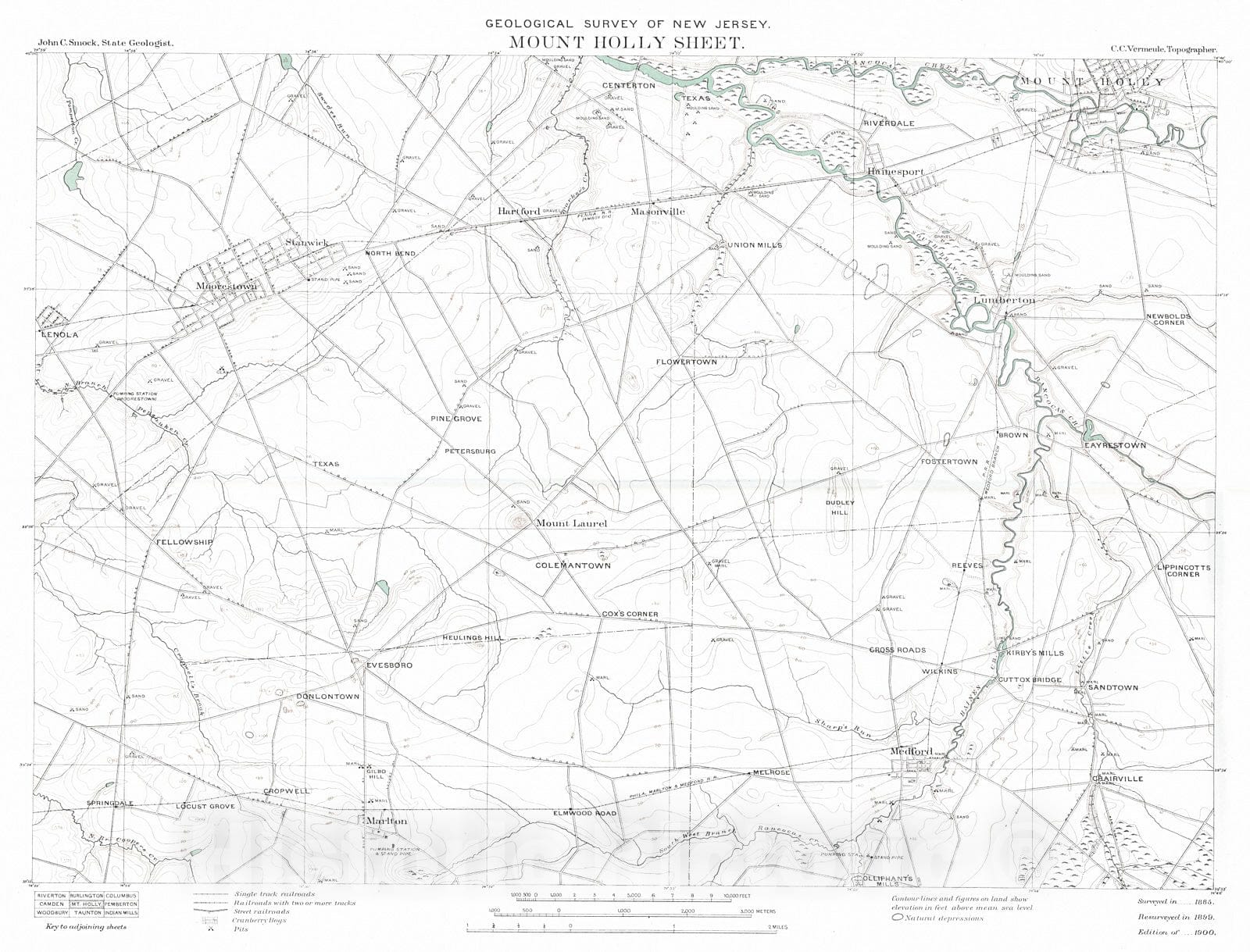 Historic Map : 1900 Mount Holly Sheet : Vintage Wall Art