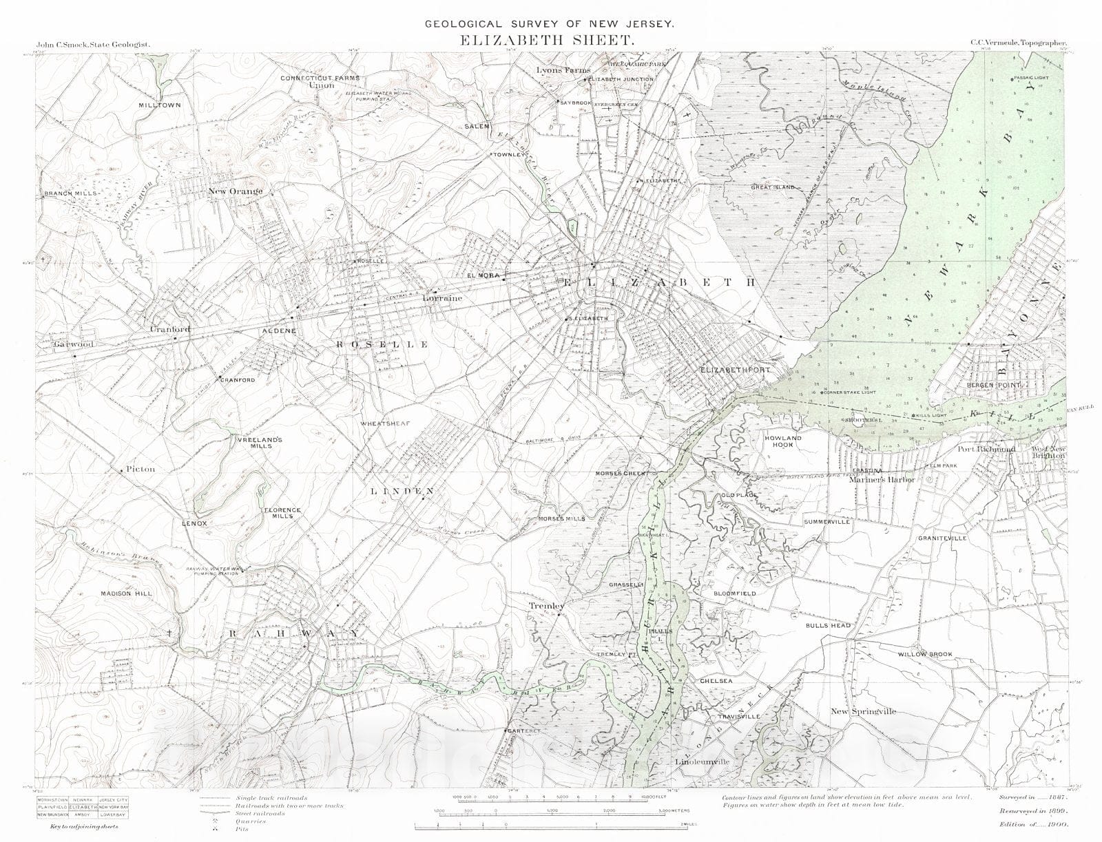 Historic Map : 1900 Elizabeth Sheet : Vintage Wall Art