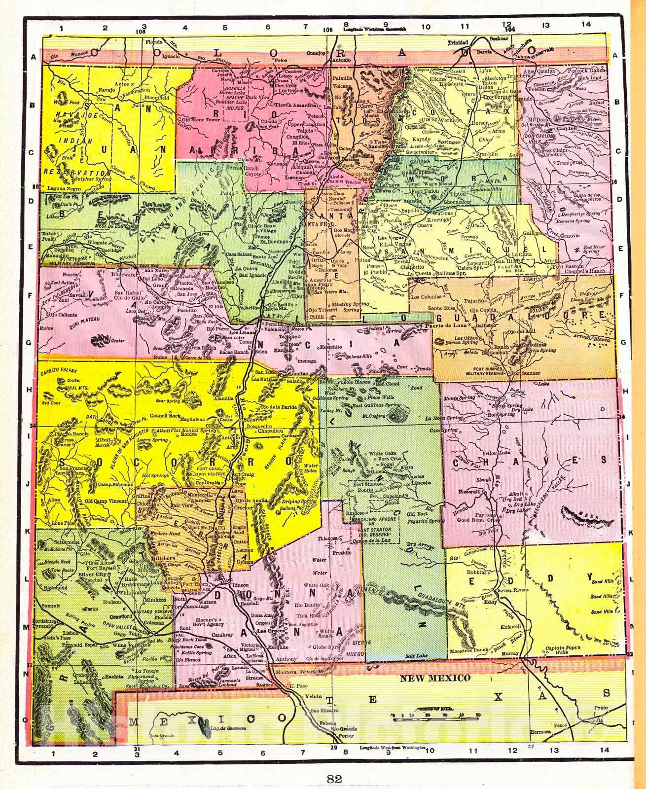 Historic Map : 1898 New Mexico : Vintage Wall Art
