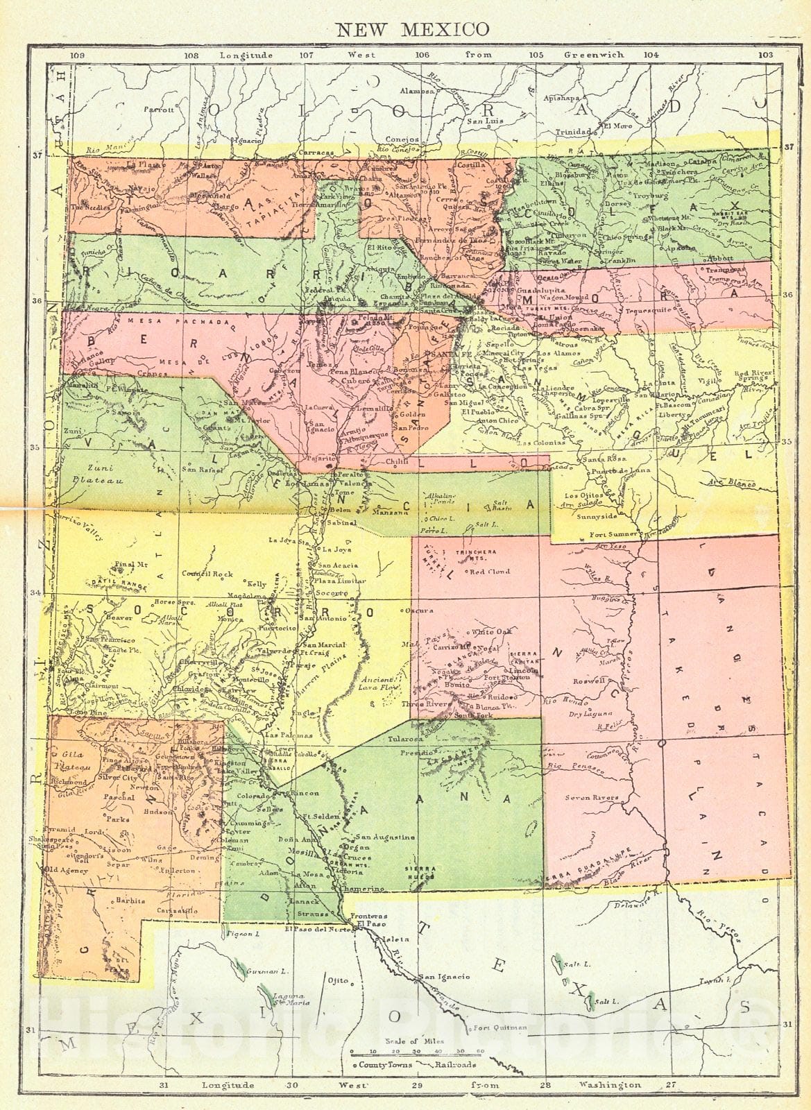 Historic Map : 1900 New Mexico : Vintage Wall Art