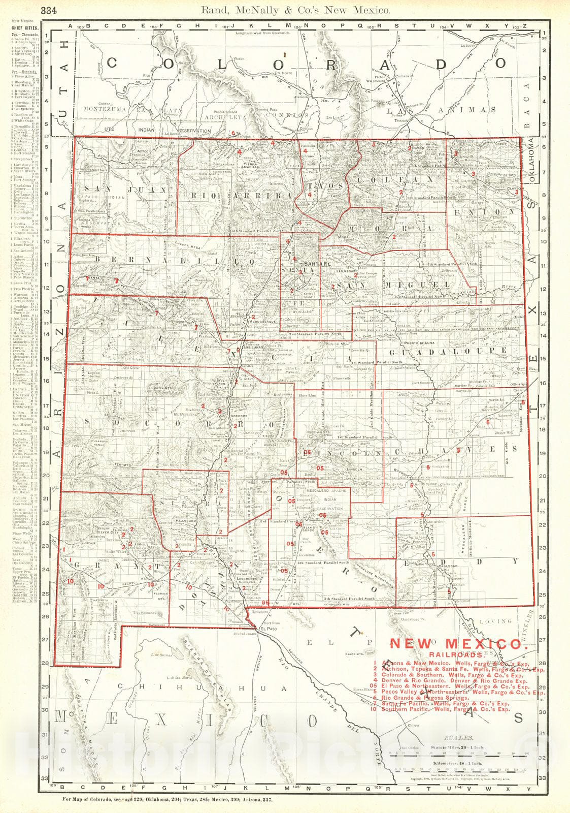 Historic Map : 1900 New Mexico Railroads : Vintage Wall Art