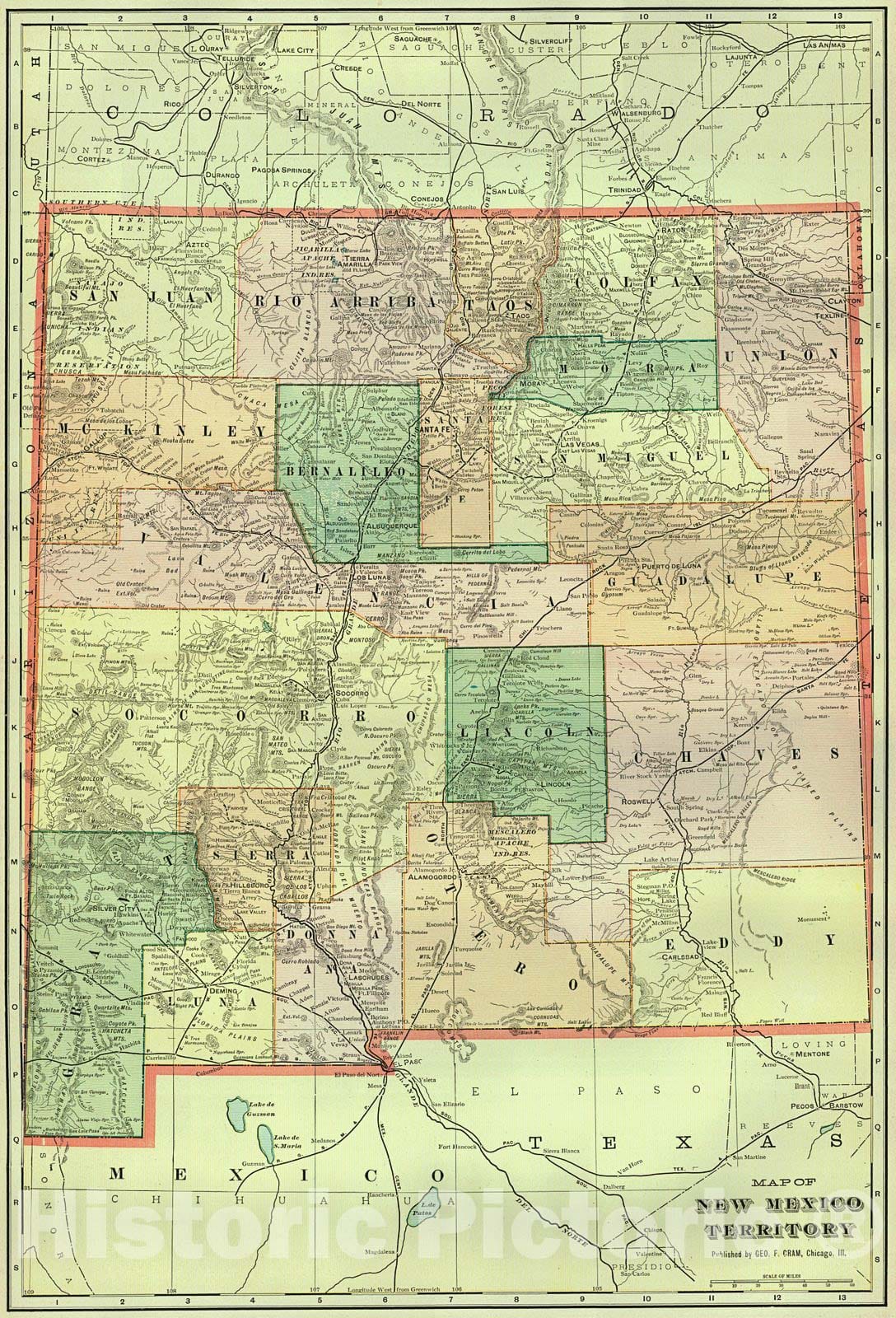 Historic Map : 1903 Map of New Mexico Territory : Vintage Wall Art