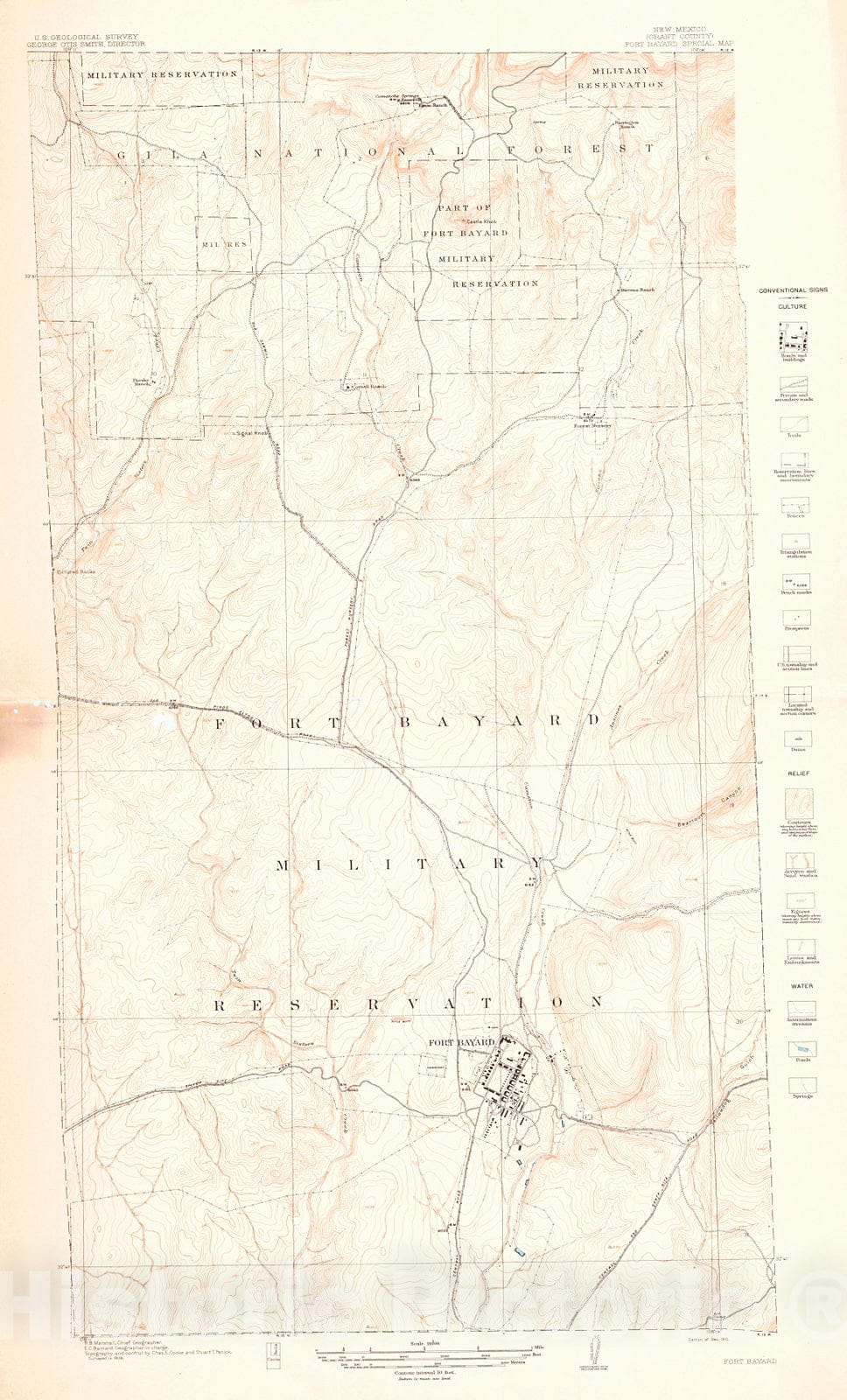 Historic Map : 1910 Fort Bayard Special Map, Grant County, New Mexico : Vintage Wall Art
