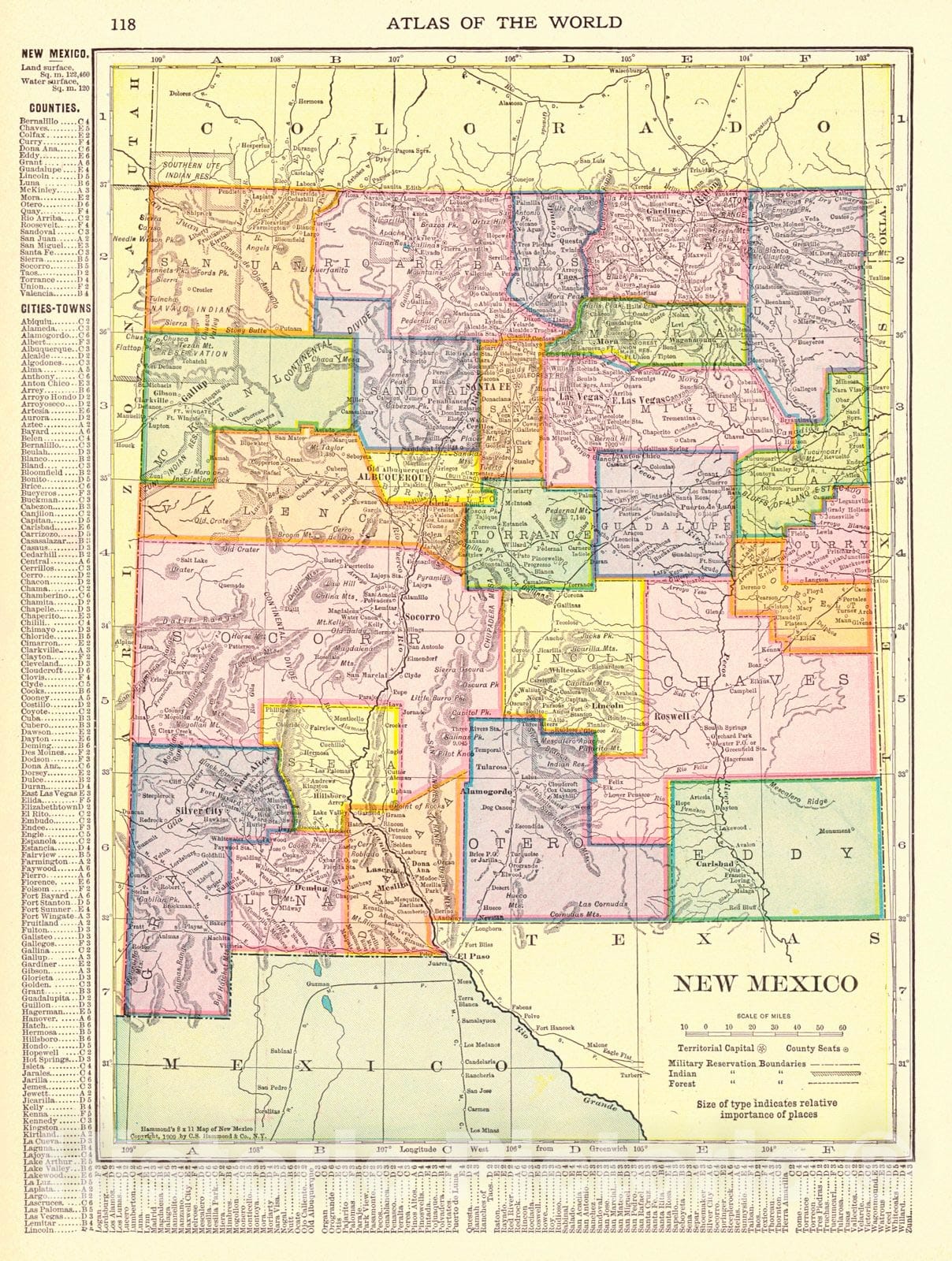 Historic Map : 1910 New Mexico : Vintage Wall Art