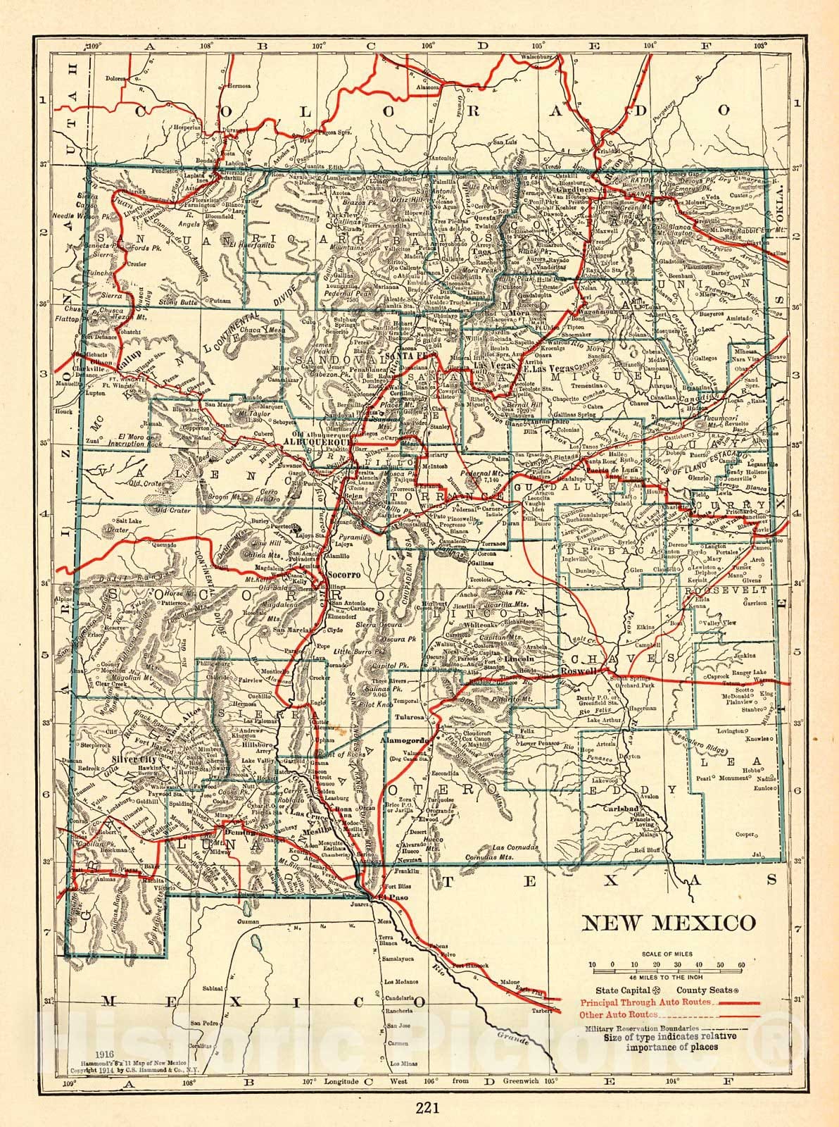 Historic Map : 1917 New Mexico : Vintage Wall Art