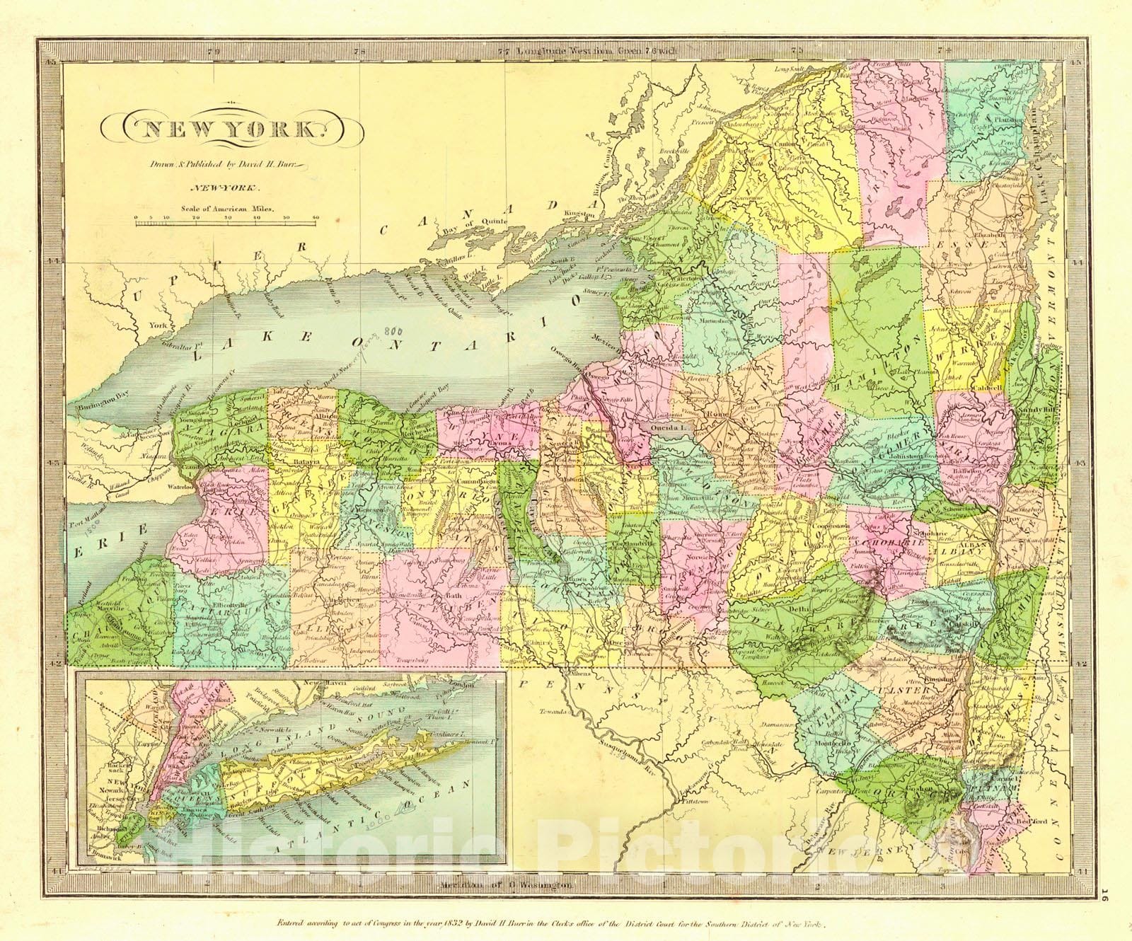 Historic Map : 1832 New York : Vintage Wall Art