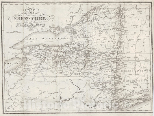 Historic Map : 1835 Map of the State of New York : Vintage Wall Art