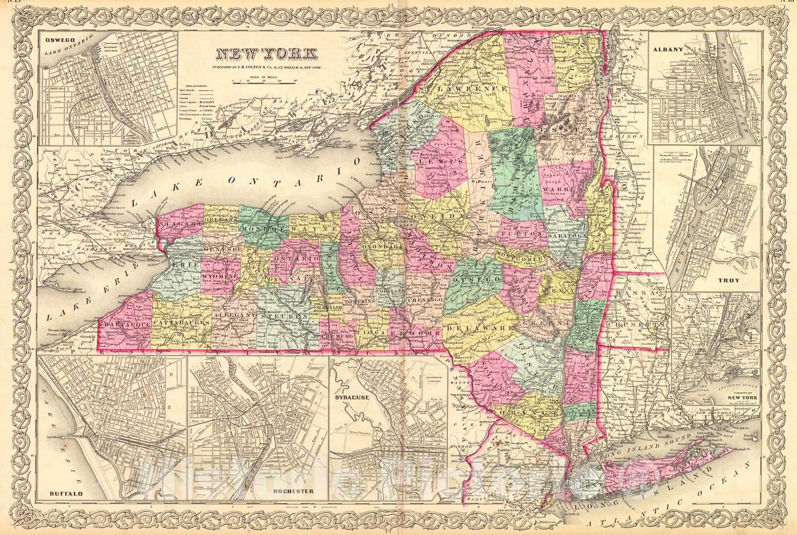 Historic Map : 1858 New York : Vintage Wall Art