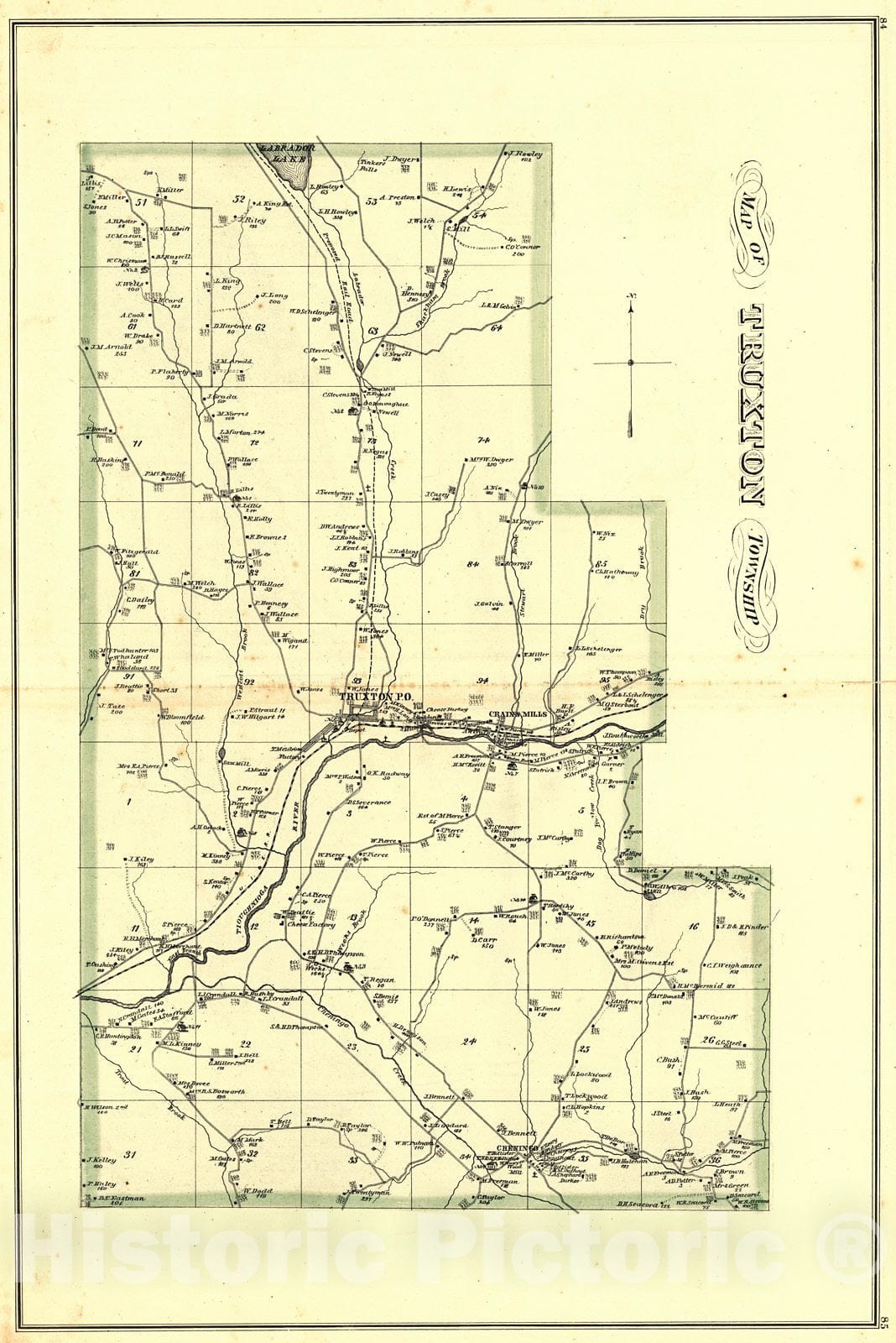 Historic Map : 1876 Map of Truxton Township : Vintage Wall Art