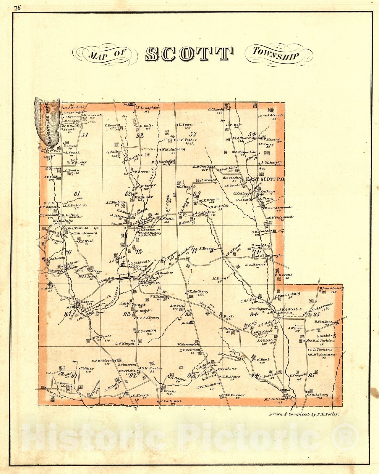 Historic Map : 1876 Map of Scott Township : Vintage Wall Art