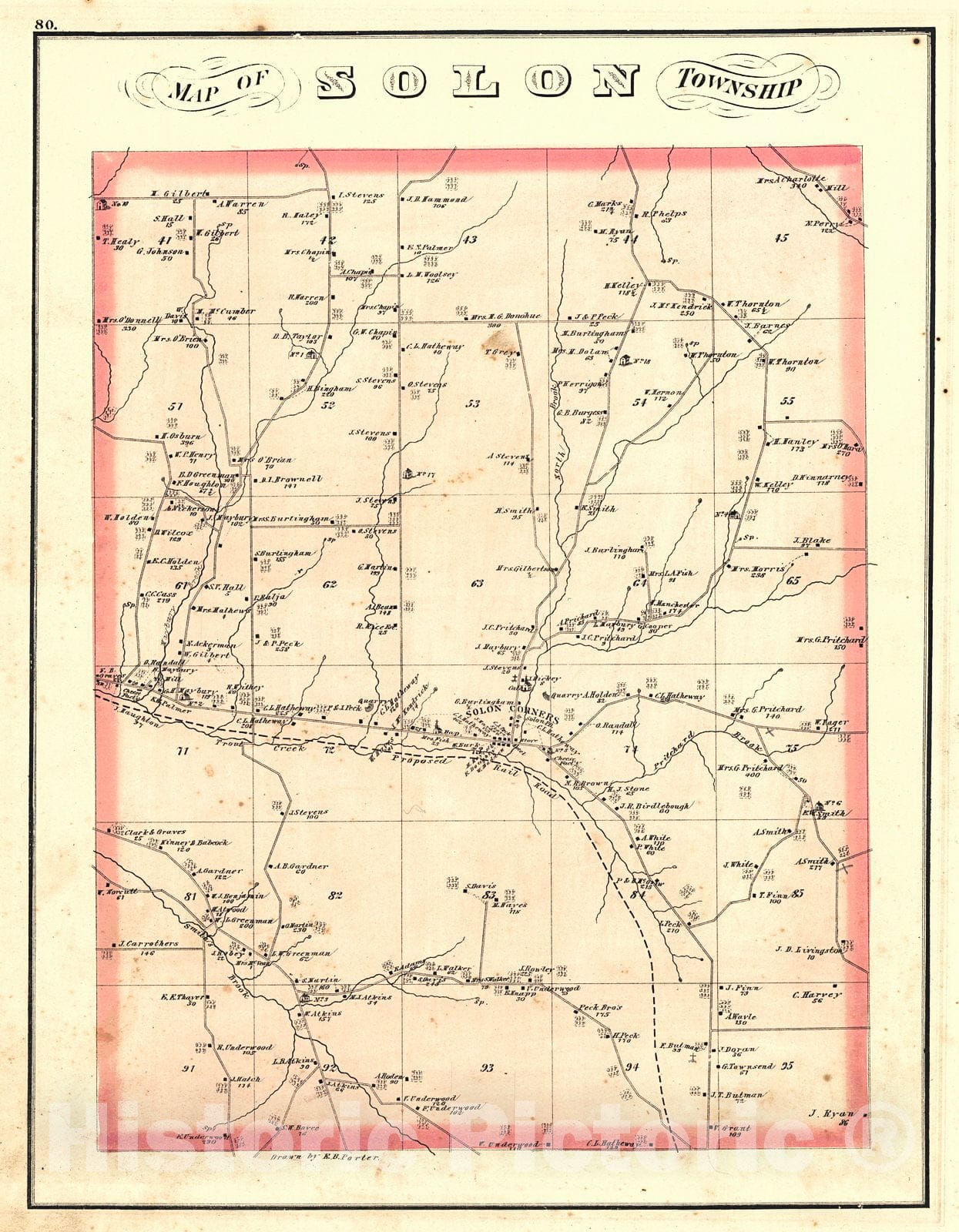 Historic Map : 1876 Map of Solon Township : Vintage Wall Art