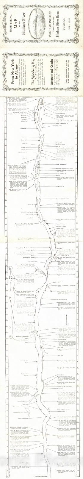 Historic Map : 1880 Sight-Seeing Map of the Hudson River  : Vintage Wall Art