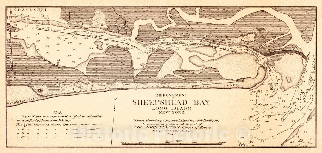 Historic Map : 1882 Improvement of Sheepshead Bay, Long Island, New York : Vintage Wall Art