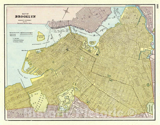 Historic Map : 1887 Map of Brooklyn : Vintage Wall Art