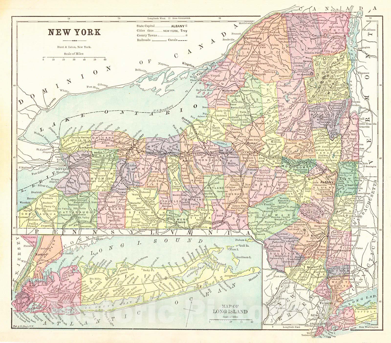 Historic Map : 1892 New York  : Vintage Wall Art