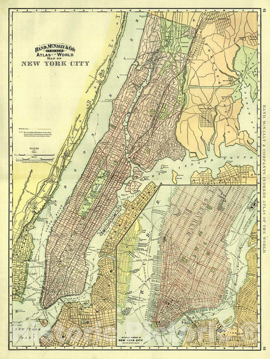 Historic Map : 1892 New York City : Vintage Wall Art