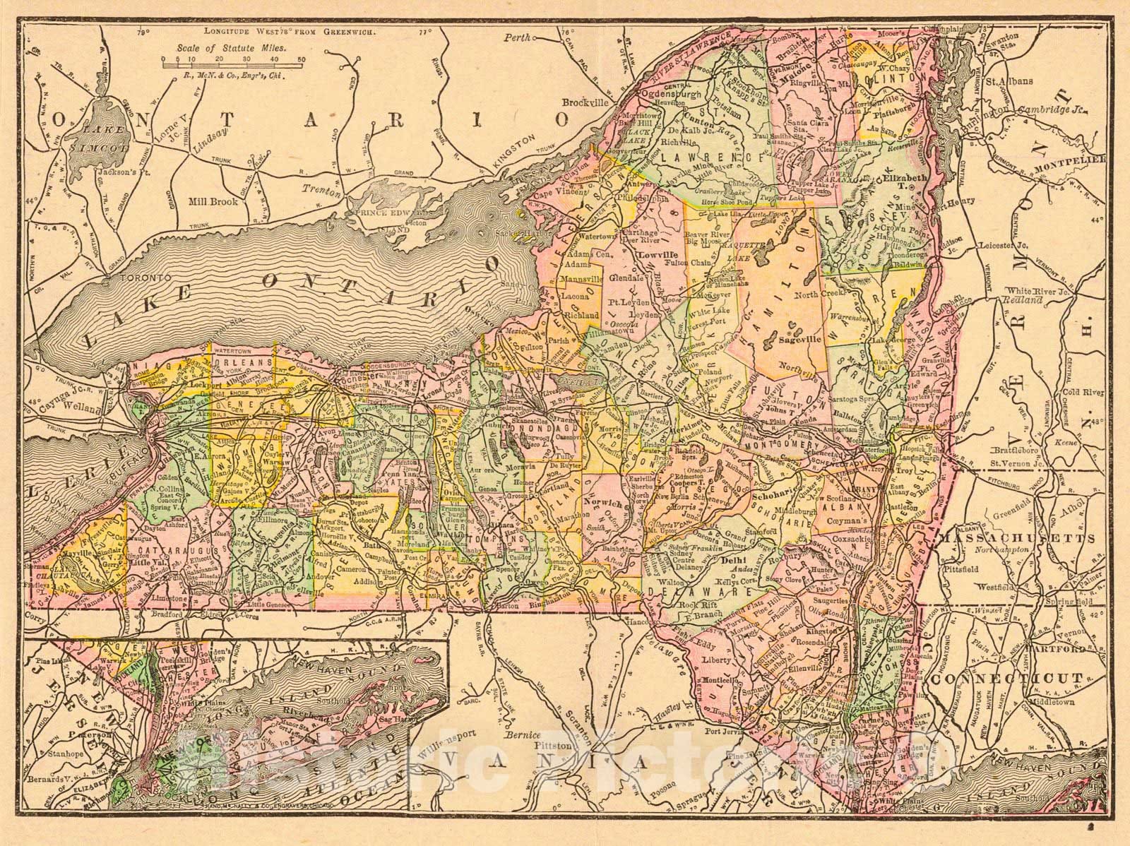 Historic Map : 1895 New York : Vintage Wall Art