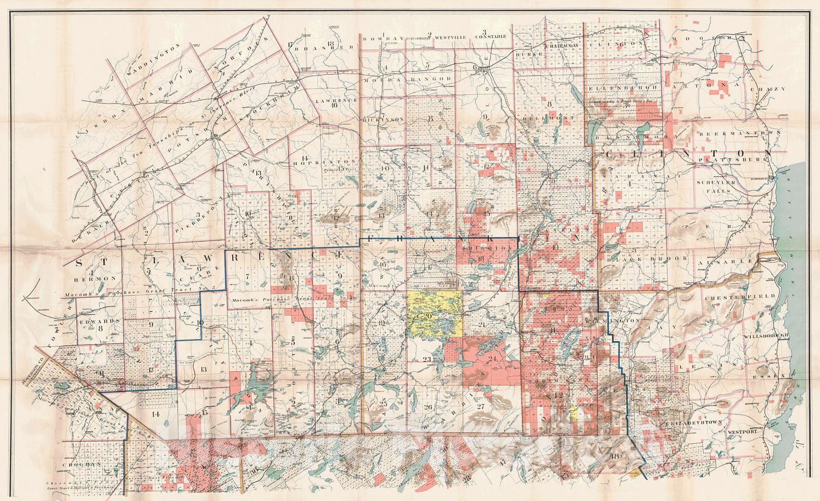 Historic Map : 1898 Map of the Adirondark Forest and Adjoining Territory : Vintage Wall Art