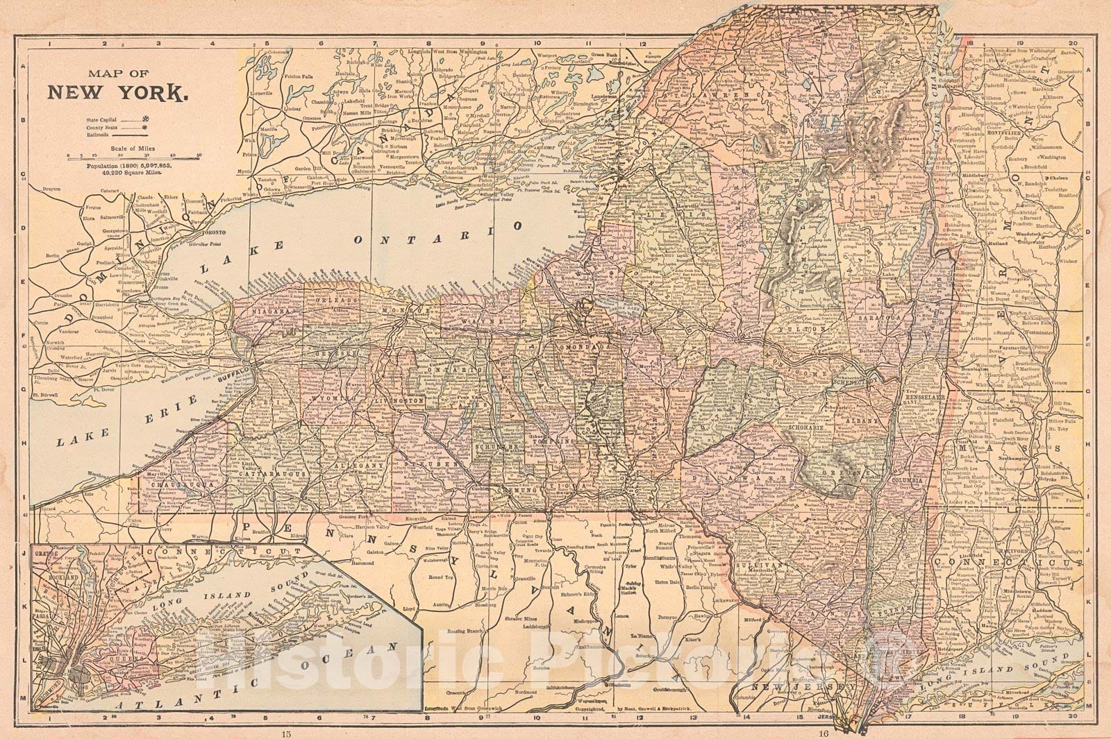 Historic Map : 1898 Map of New York : Vintage Wall Art
