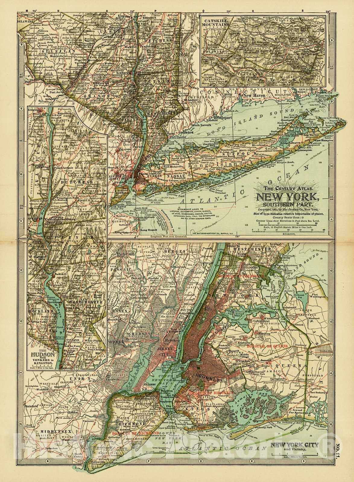 Historic Map : 1899 New York- Southern Part : Vintage Wall Art