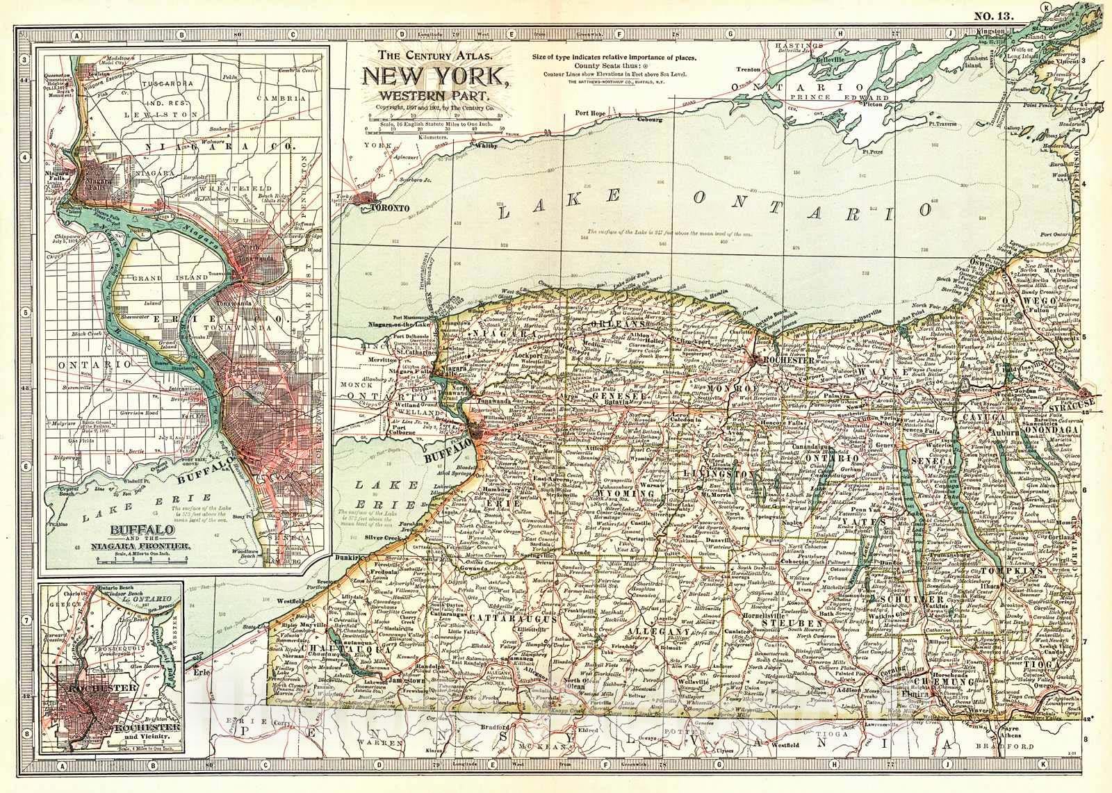 Historic Map : 1902 New York-Western Part : Vintage Wall Art