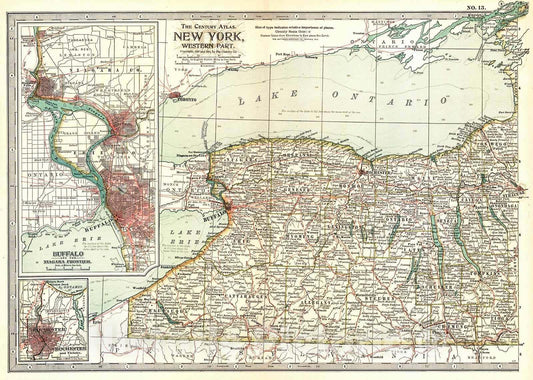 Historic Map : 1902 New York-Western Part : Vintage Wall Art